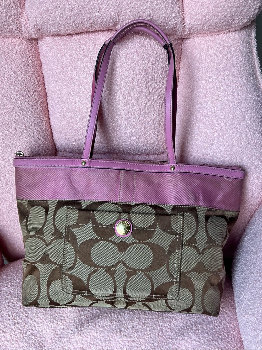 Coach Signature Stripe Medium Tote